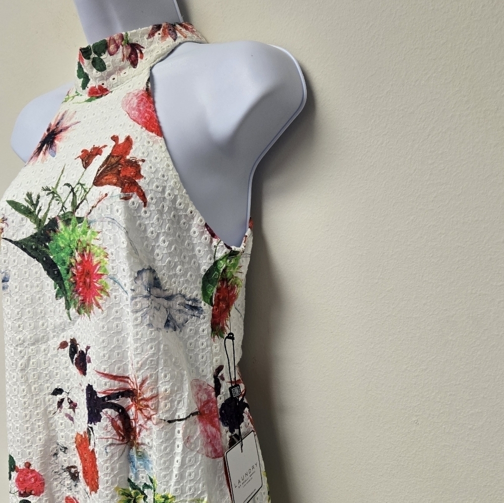 Laundry by Shelli Segal Floral Eyelet Halter Dress White 0 - Picture 7 of 13